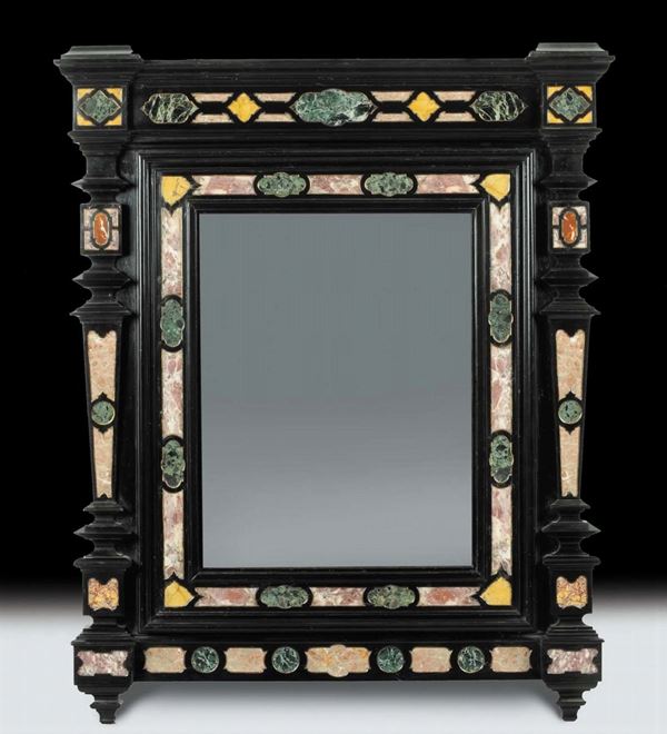 Specchiera in legno intagliato ed ebanizzato, XIX secolo