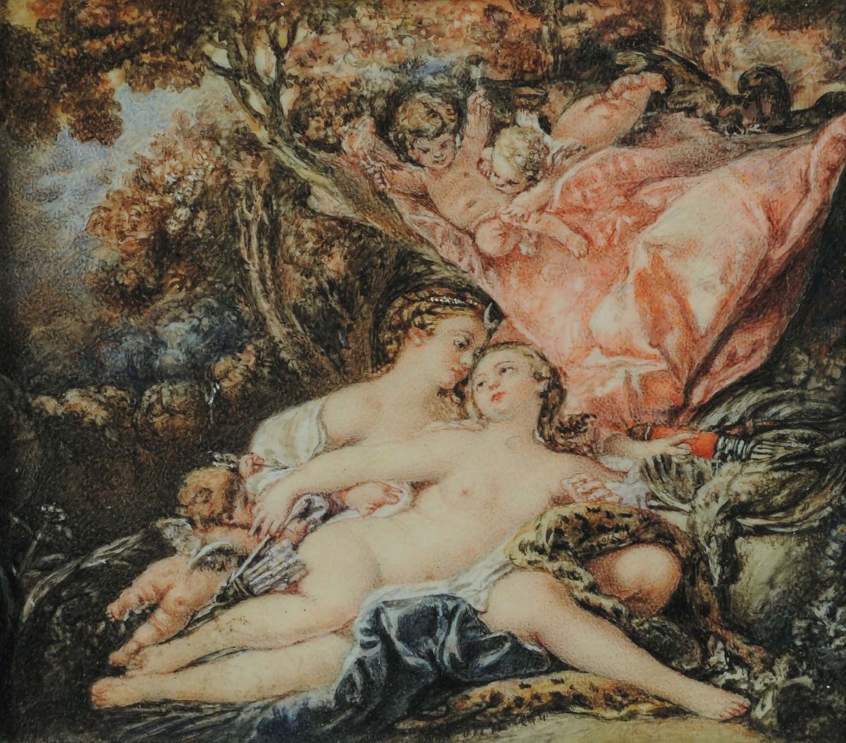 Coppia di Miniature su Avorio, da Boucher