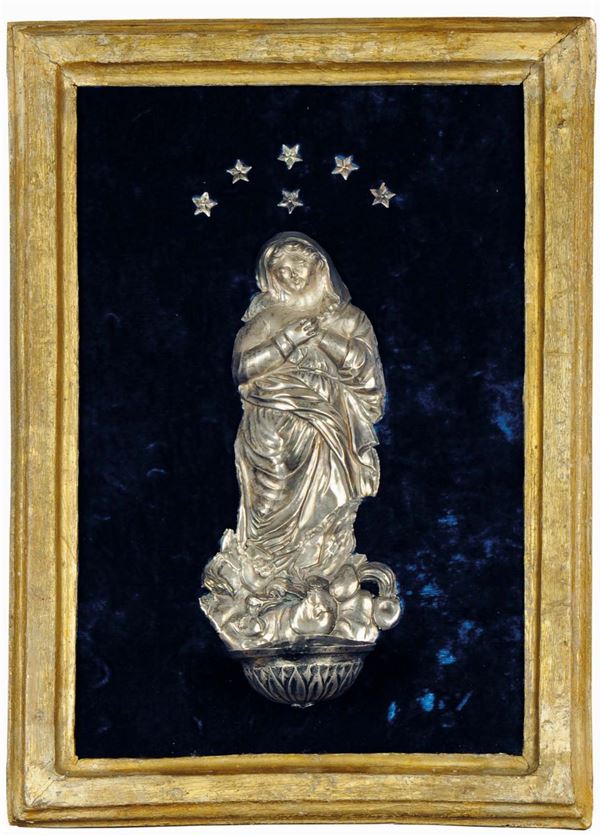 Madonna in argento entro cornice, Genova XIX secolo