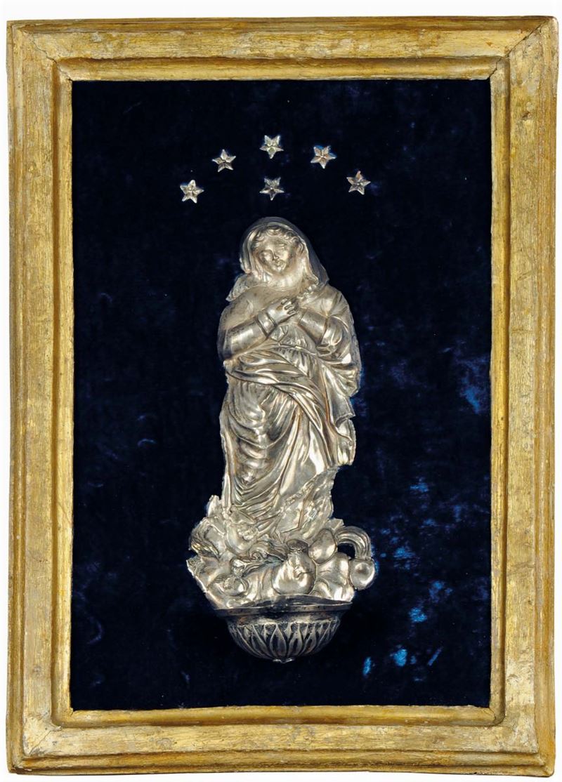 Madonna in argento entro cornice, Genova XIX secolo  - Asta Gioielli, Argenti ed Orologi Antichi e Contemporanei - Cambi Casa d'Aste