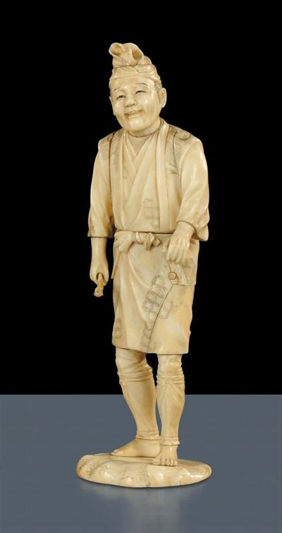 Scultura in Avorio Raffigurante Personaggio Orientale, XVIII-XIX Secolo
