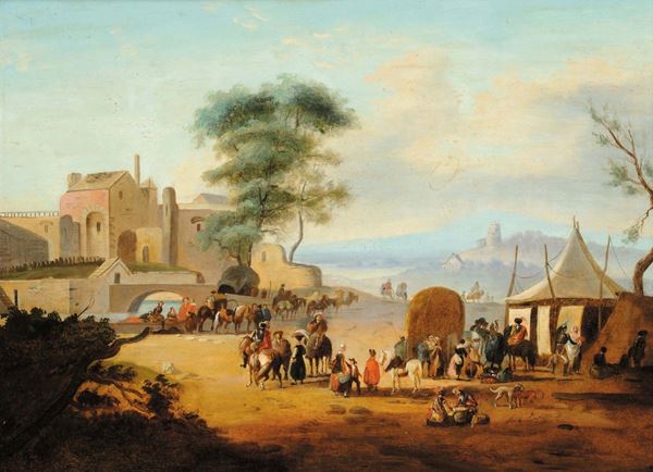 Michel H Duplessis (1701-1799) Paesaggio con figurePaesaggio con figure