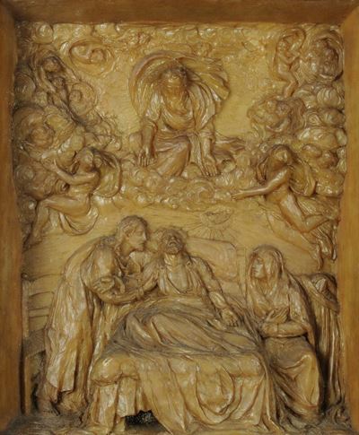 Altorilievo in Cera Raffigurante Morte di San Giuseppe, Sicilia XVIII Secolo
