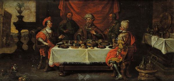 David Teniers (1610-1690), cerchia di Convivio di Re Mida