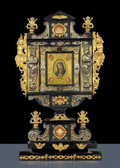 Reliquiario a Tabella in Legno Ebanizzato, Firenze Fine XVII Secolo