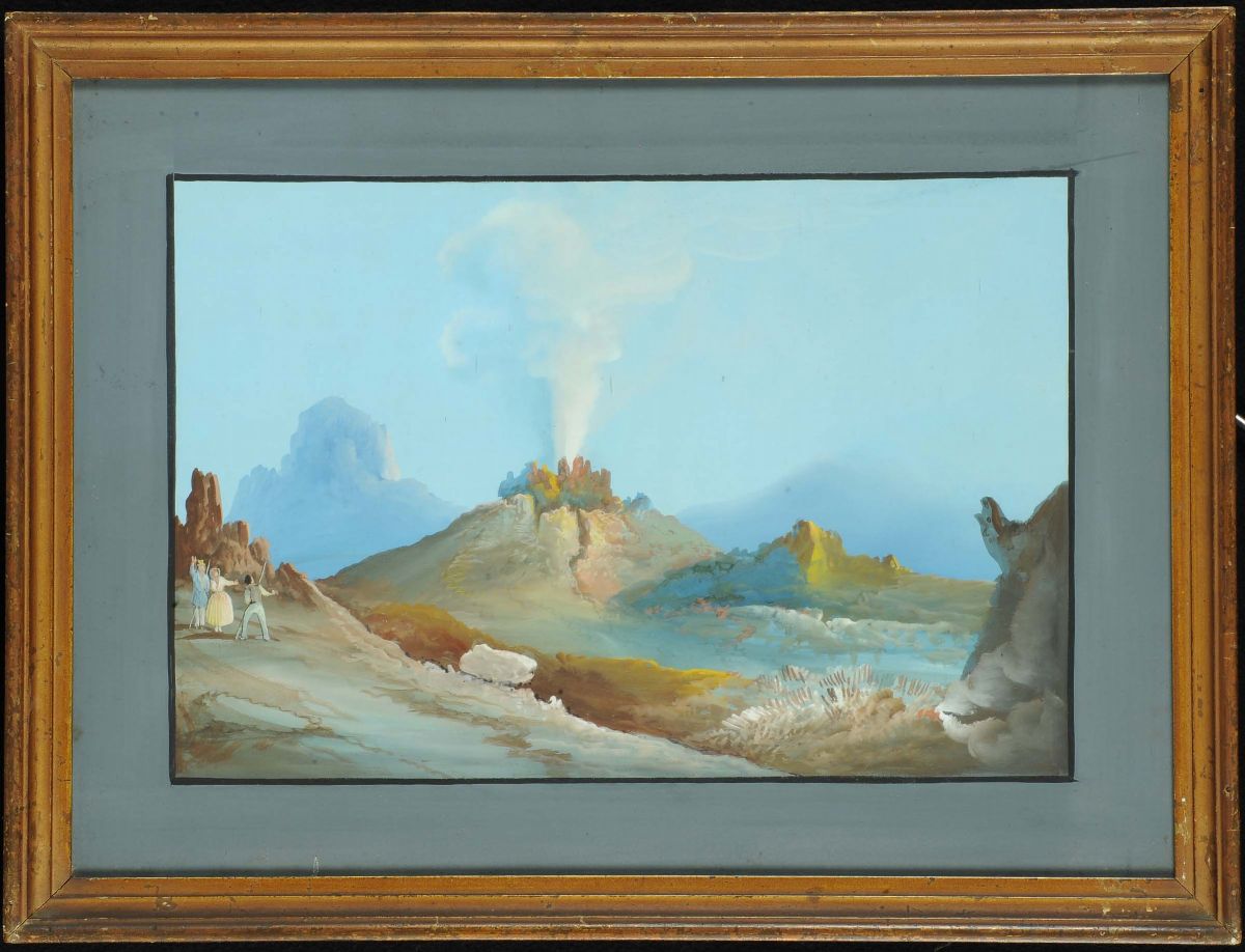 Scuola Napoletana del XIX Secolovulcano in Eruzione
