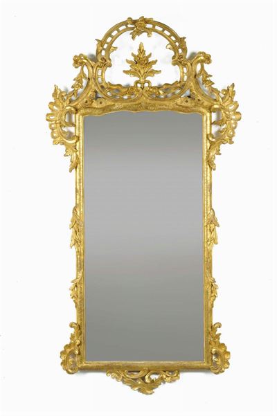 Specchiera in Legno Intagliato e Dorato, Genova XVIII Secolo