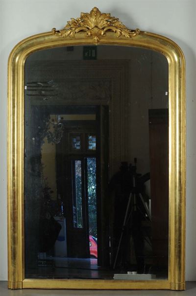Specchiera in Legno Intagliato e Dorato, XIX Secolo