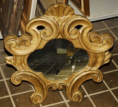 Cartagloria con Specchio in Legno Intagliato