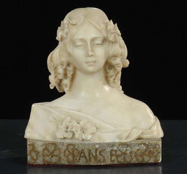 Piccolo busto in marmo bianco, XIX secolo
