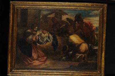 Scuola del XVII Secolosacra Famiglia con Pastori
