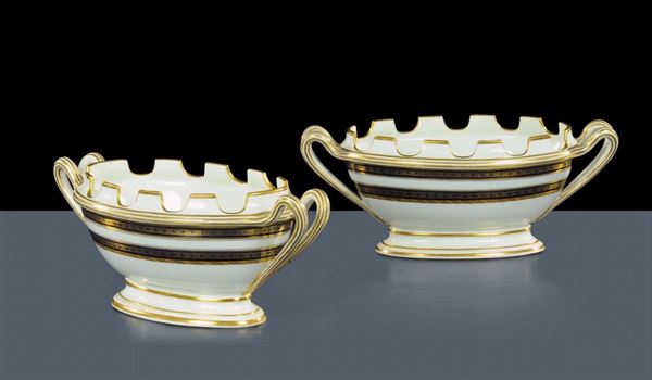 Coppia di rinfrescatoi in porcellana, Vienna 1811
