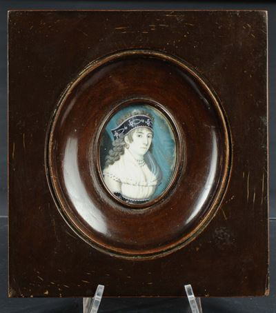 Anonimo del XIX Secoloritratto di Giovane Donna con Copricapo