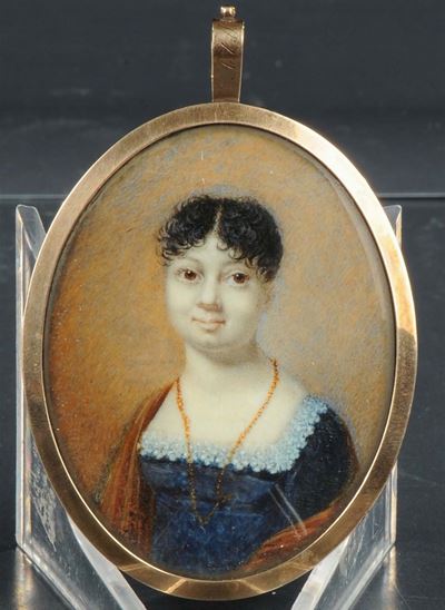 Anonimo Francese del XIX Secoloritratto Femminile con Collana
