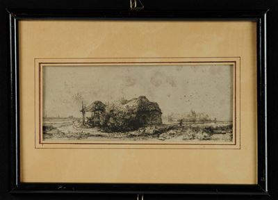 Stampa Raffigurante Paesaggio con Casolare, XIX Secolo