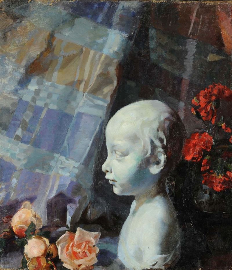 Anonimo del XX secolo Natura morta con busto in gesso  - Asta Antiquariato e Dipinti Antichi - Cambi Casa d'Aste