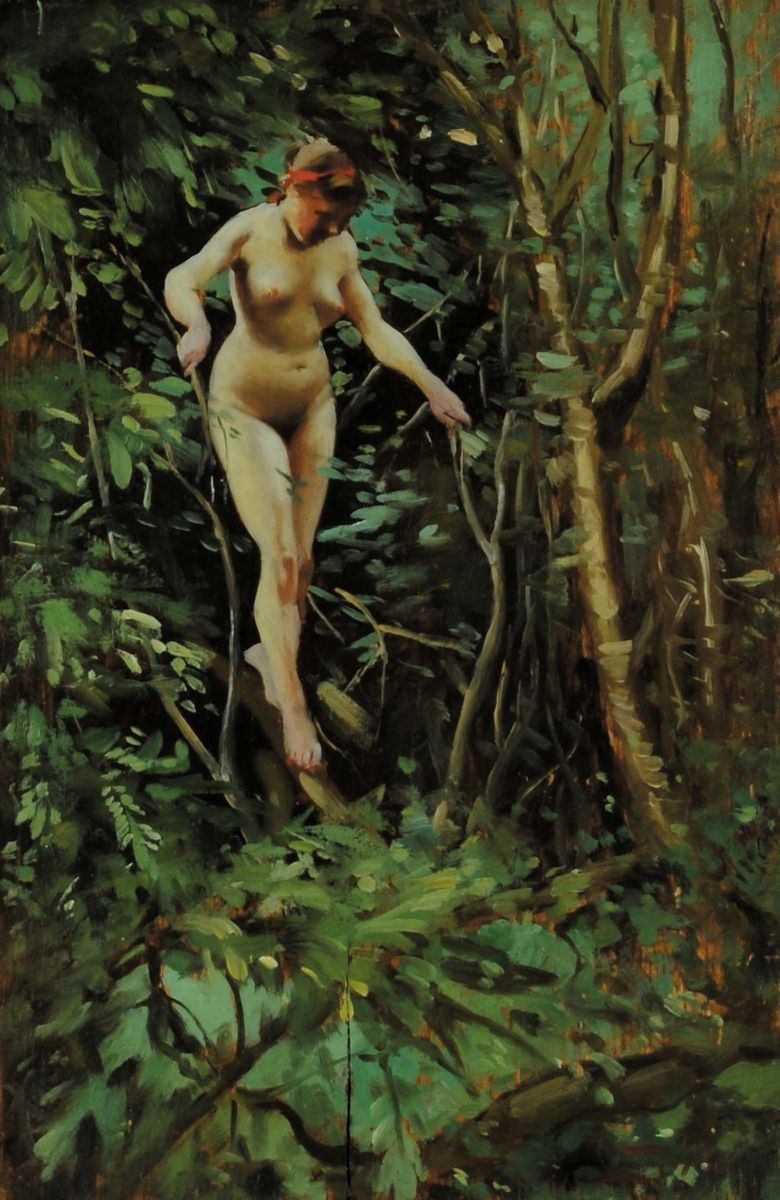 Anders Leonard Zorn (1860-1920) Nudo femminile su albero  - Asta Antiquariato e Dipinti Antichi - Cambi Casa d'Aste