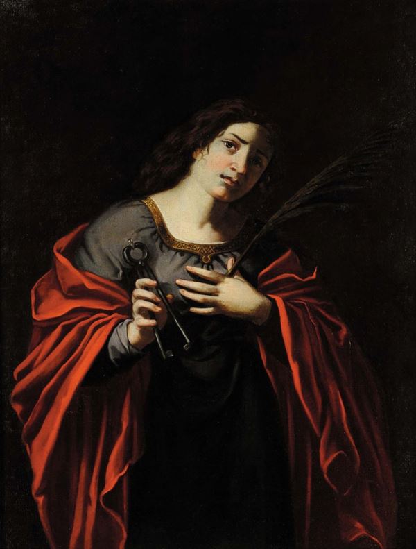 Caravaggesco francese attivo a Roma inizi XVII secolo (Nicolas Regnier?) Figura di Santa