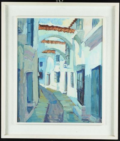 Lotto di Due Dipinti con Marina e Paesaggio, XX Secolo