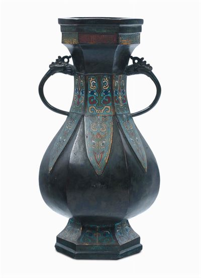 Vaso in Bronzo e Smalti, Cina XVIII-XIX Secolo
