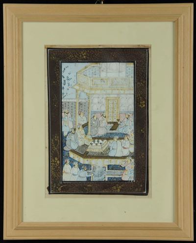 Miniatura su Carta Raffigurante Banchetto, Persia XIX-XX Secolo