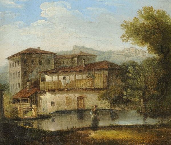 Giuseppe Canella (1788-1847) Veduta di mulino