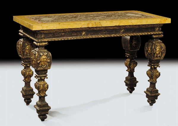 Console Luigi XV in legno intagliato e dorato,XVIII secolo