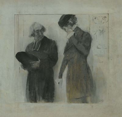 Serafino Macchiati (1860-1916)bozzetto con Personaggi