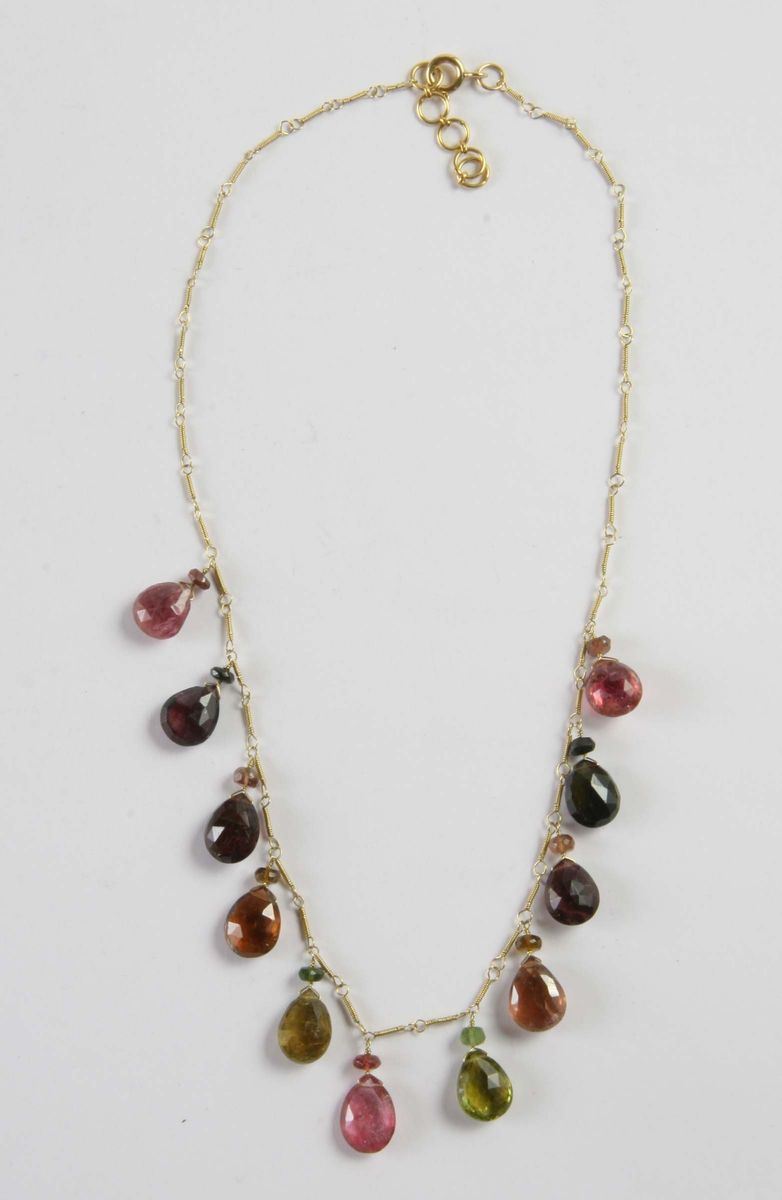 Collana con tormaline multicolor  - Auction Silver, Clocks and Jewels - Cambi Casa d'Aste