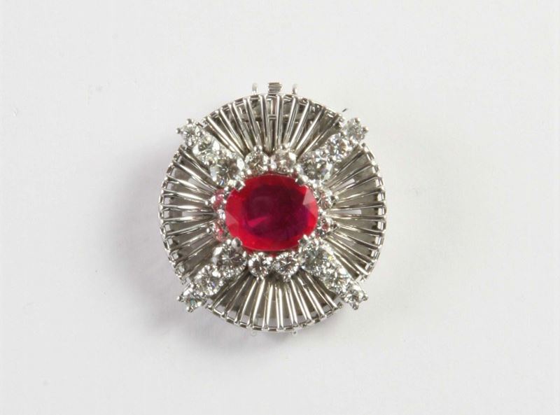 Fermezza con rubino e diamanti  - Auction Silver, Clocks and Jewels - Cambi Casa d'Aste