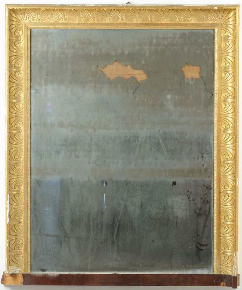 Specchiera in legno intagliato e dorato, XIX secolo  - Asta Antiquariato e Dipinti Antichi - Cambi Casa d'Aste