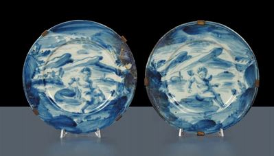 Coppia di Piattini in Maiolica, Albisola XVIII Secolo