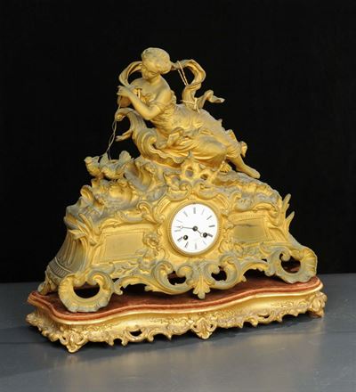 16- Orologio in Antimonio Dorato e Sbalzato, XIX Secolo