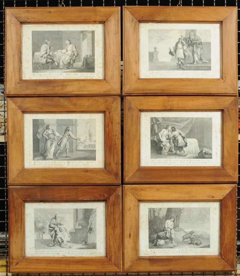 Sei stampe in cornice, XIX secolo  - Auction Old Paintings and Furnitures - Cambi Casa d'Aste