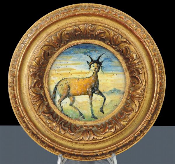 Tondo in maiolica a lustro, Urbino XVII secolo
