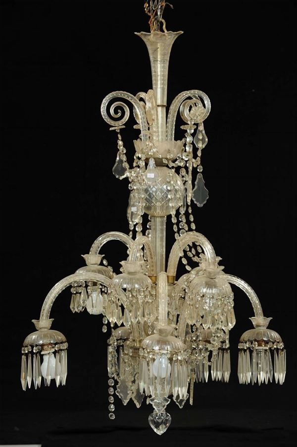 Lampadario in cristallo di boemia, XIX secolo