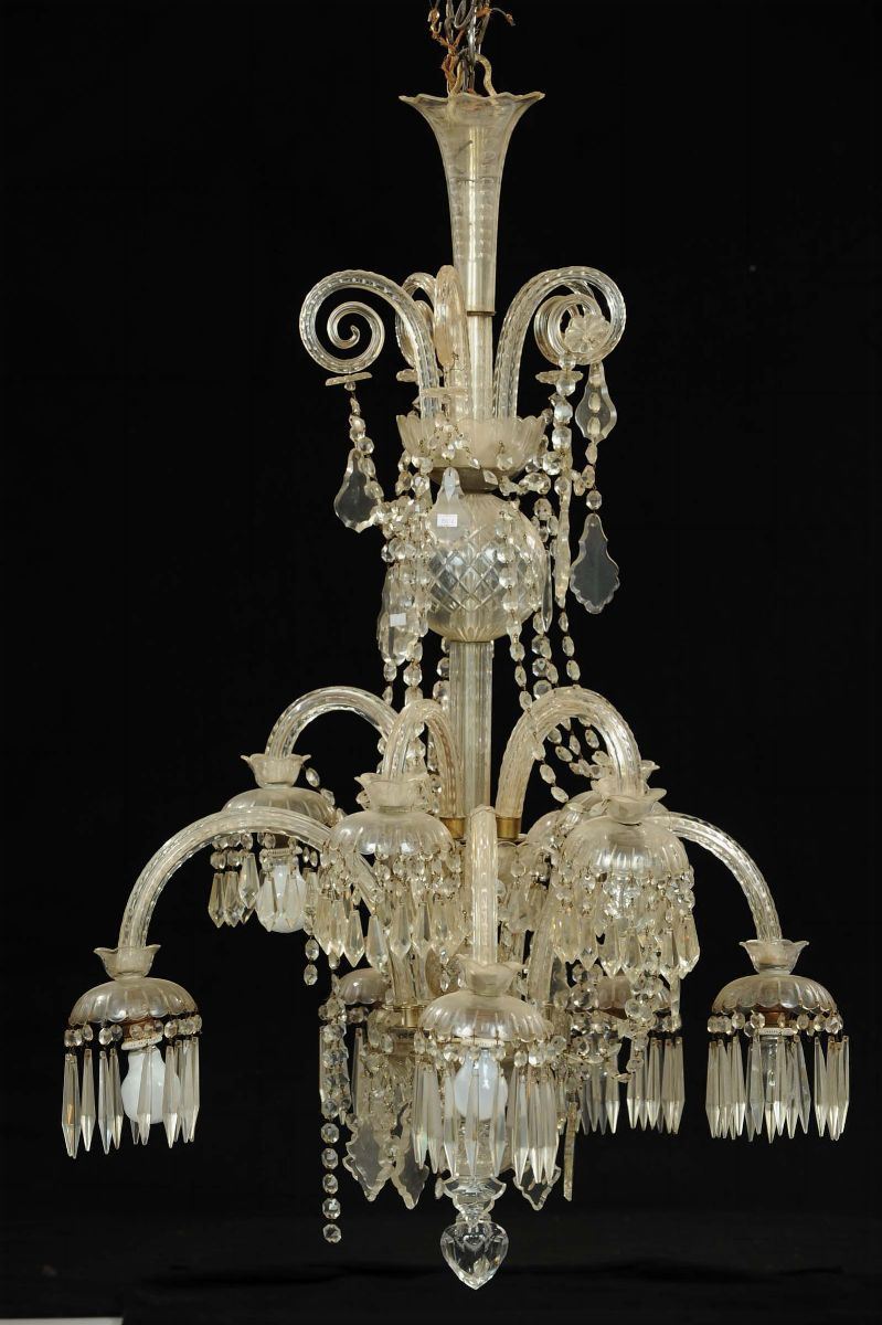 Lampadario in cristallo di boemia, XIX secolo  - Asta Asta OnLine 12-2011 - Cambi Casa d'Aste