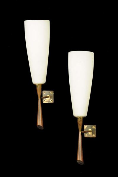 Fontana Arte - Milanocoppia di Appliques con Supporto in Bronzo
