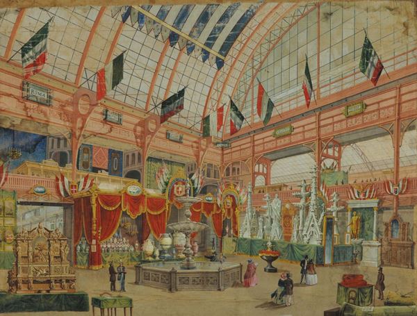 Anonimo del XIX secolo Sala del  padiglione Italiano dell'esposizione universale di Parigi del 1867