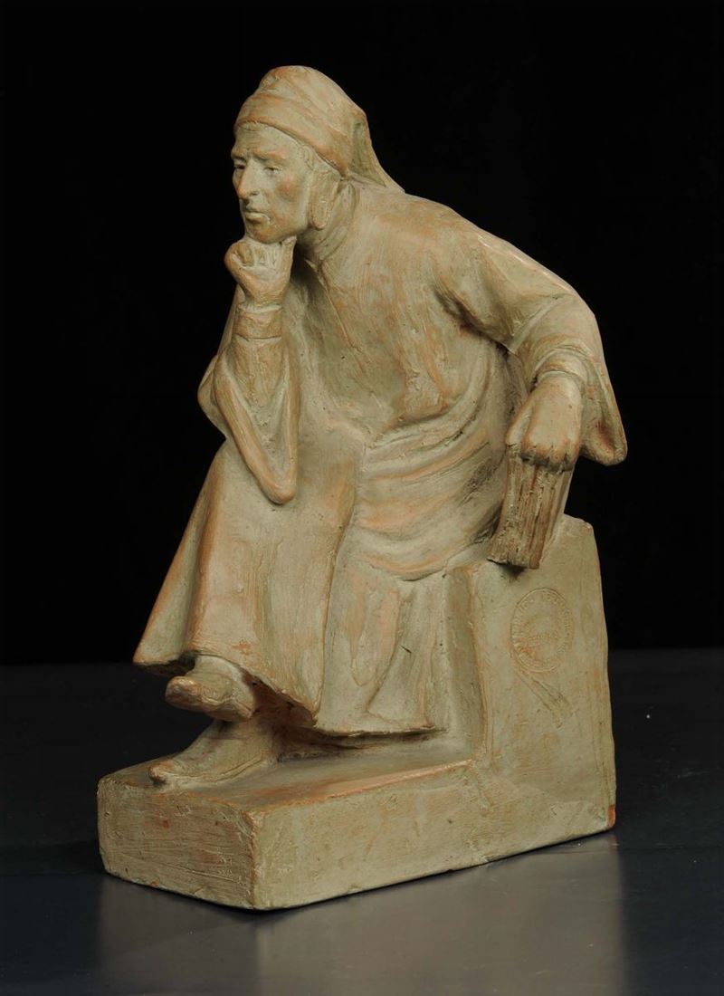 Scultura in terracotta raffigurante Dante, XX secolo  - Auction Old Paintings and Furnitures - Cambi Casa d'Aste