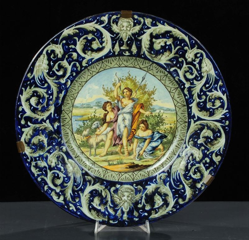 Piatto da parata in maiolica, Faenza fine XIX secolo  - Asta Antiquariato e Dipinti Antichi - Cambi Casa d'Aste