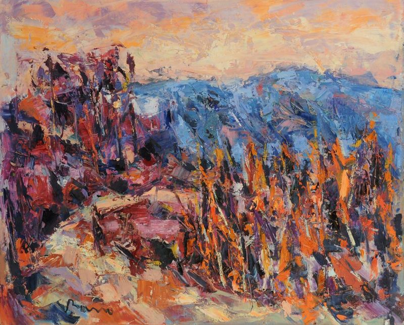 Guido Basso (1923-1995) Paesaggio, 1974  - Asta Antiquariato e Dipinti Antichi - Cambi Casa d'Aste