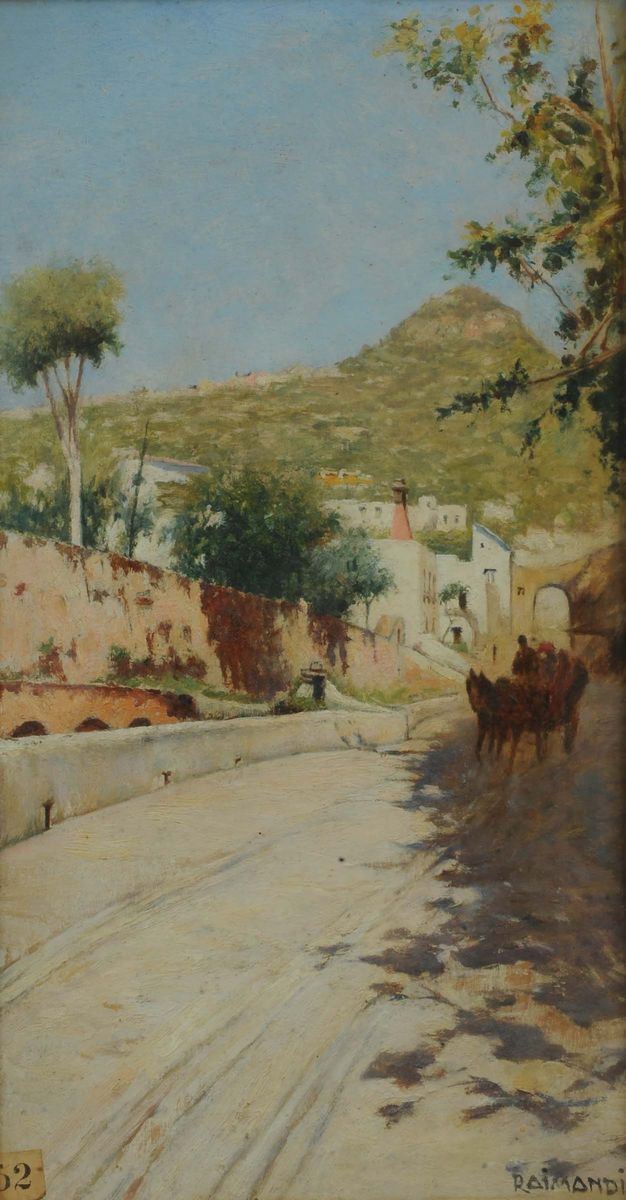 E.E. Raimondi Strada con casette  - Auction Old Paintings and Furnitures - Cambi Casa d'Aste