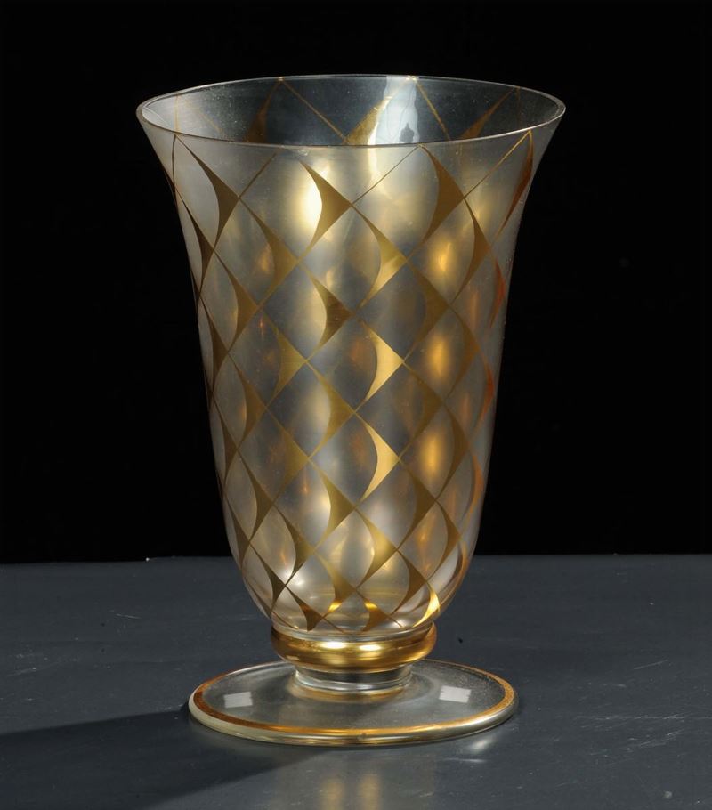Vaso in vetro a forma di campana rovesciata  - Asta Arti Decorative del XX secolo e Design - Cambi Casa d'Aste
