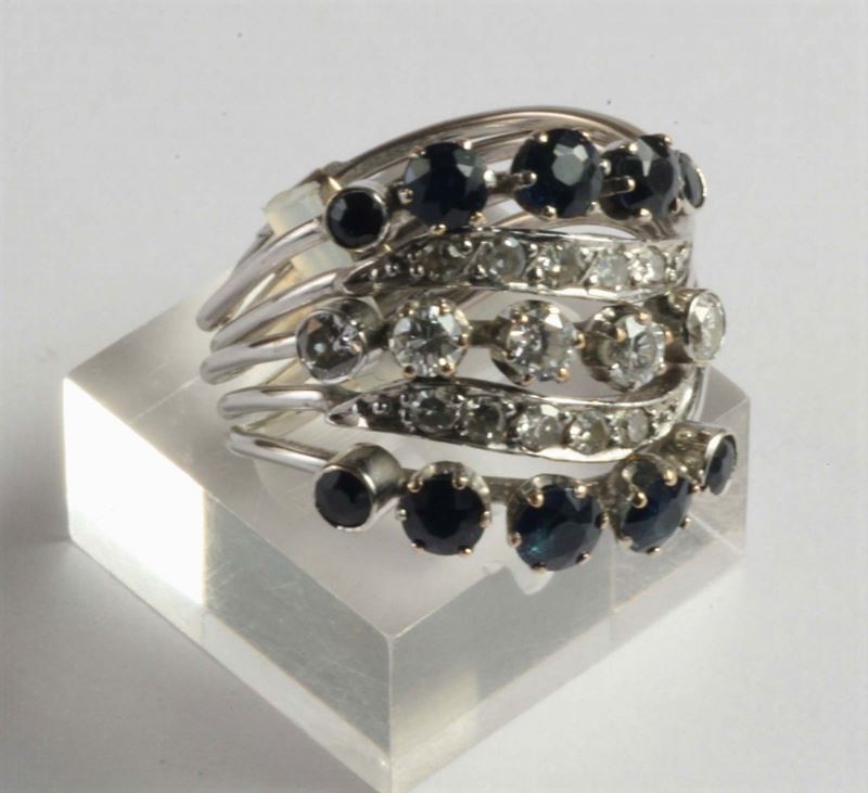 Anello con zaffiri e diamanti  - Auction Silver, Clocks and Jewels - Cambi Casa d'Aste