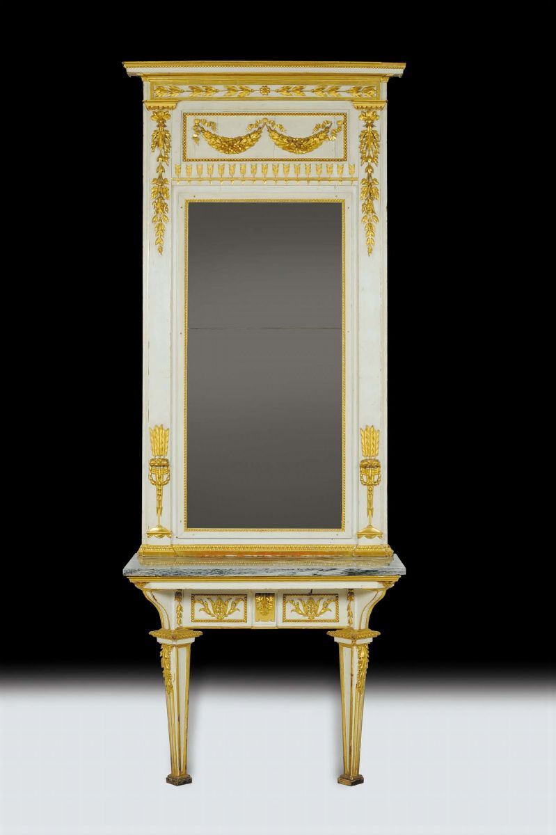 Console Luigi XVI con specchiera, Genova inizio XIX  secolo  - Asta Antiquariato e Dipinti Antichi - Cambi Casa d'Aste