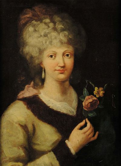 Anonimo del XVIII Secolonobildonna con Rosa