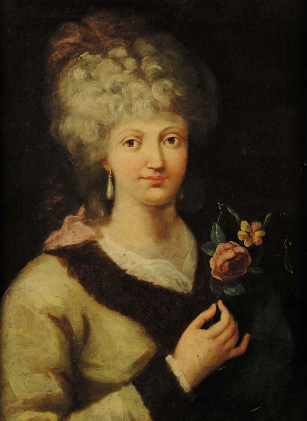 Anonimo del XVIII secolo Nobildonna con rosa