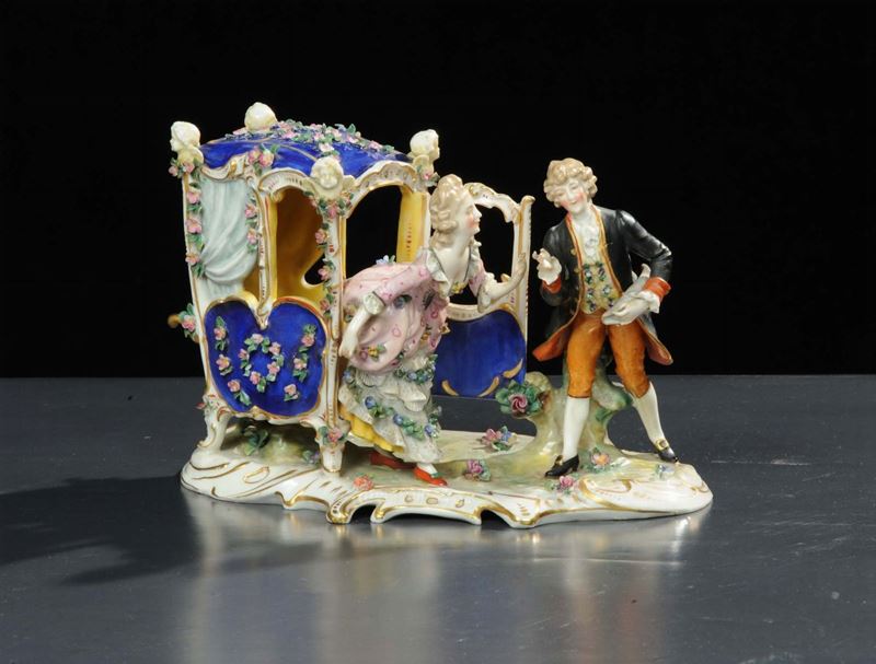 Gruppo in pocellana raffigurante scena galante  - Asta Antiquariato e Dipinti Antichi - Cambi Casa d'Aste