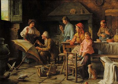 Giovanni Sandrucci (1828-1897)interno con Figure